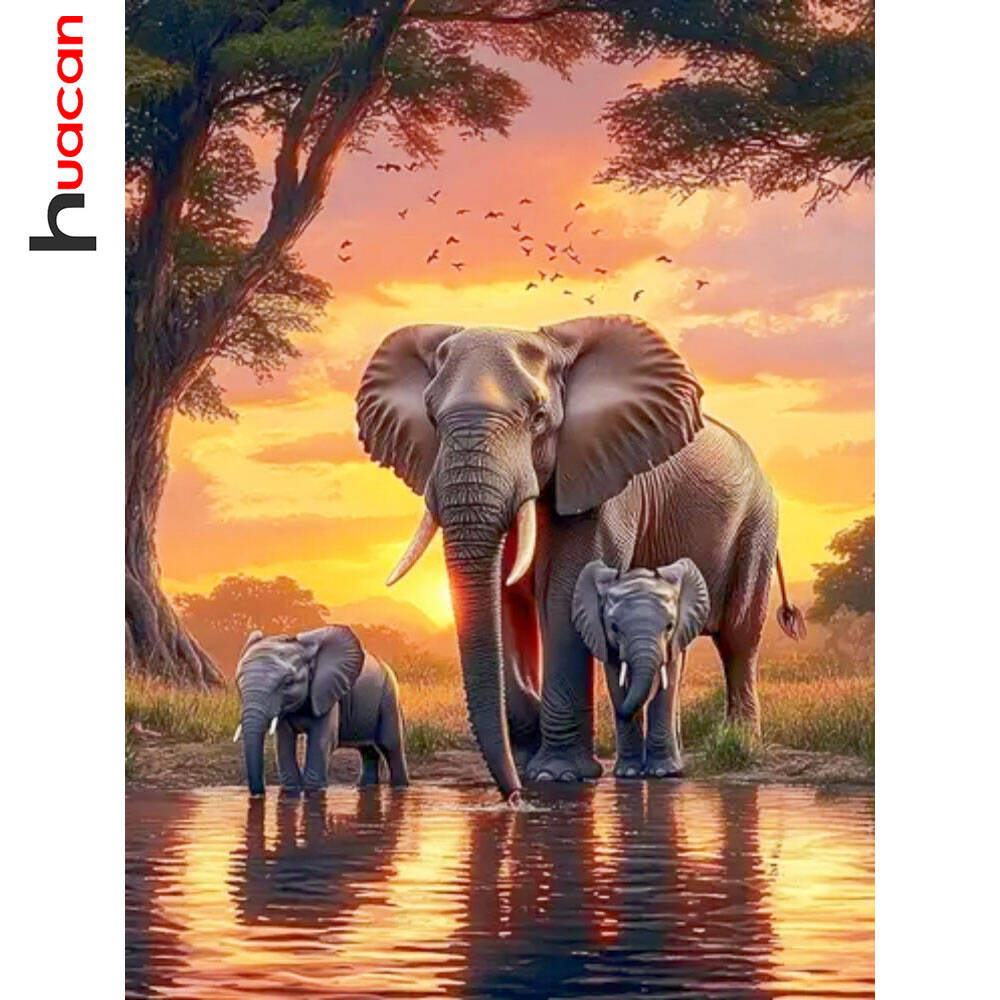 Huacan Elephant Sunset Landsca - Resin Art Wallpaper recension och pris