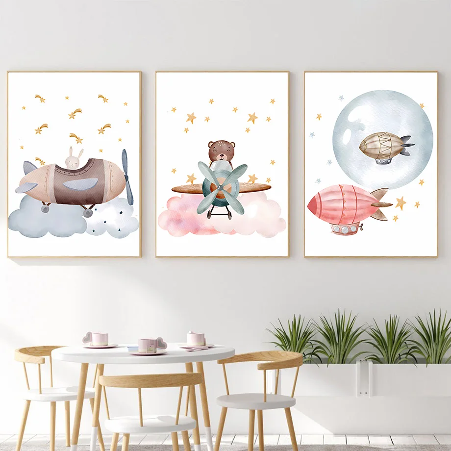 Boho Balloon Airplane Bear Rab - Resin Art Baby recension och pris