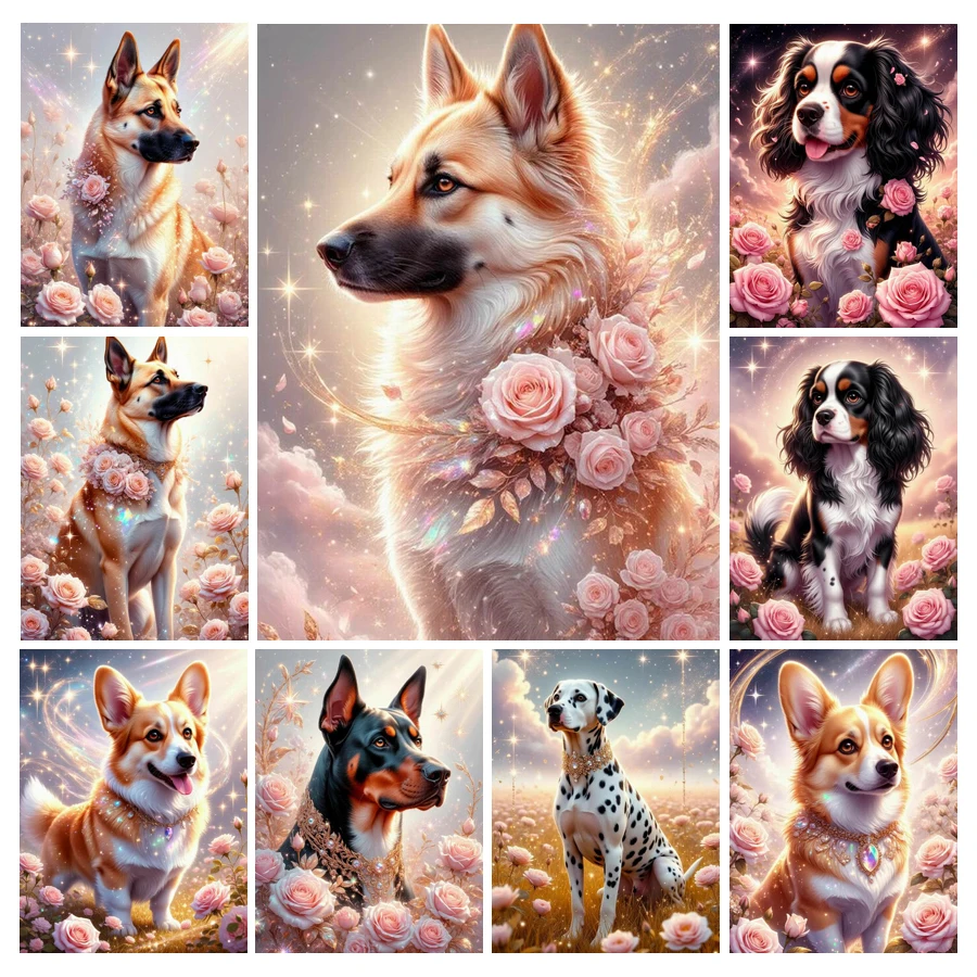 Cute Dog and Flower Diamond Pa - Resin Art Rose recension och pris